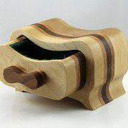 Small band saw box with maple, walnut and oak.